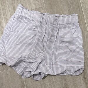 Madewell Striped Lavender High-Waist Ruffle Hem Women’s Shorts Small